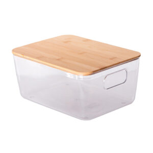 CESTO ORGANIZADOR C/ TAMPA BAMBU IDEALLE ECO 27x19x11,5cm