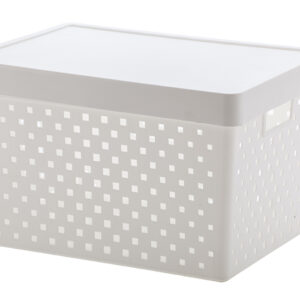 CESTO ORGANIZADOR C/ TAMPA QUADRATTA BRANCO 39x29x14cm